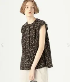 【Ballsey】ミニレオパードプリント ギャザーブラウス