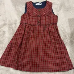 familiar ファミリアチェック柄 ジャンバースカート 110cm ワンピ