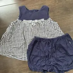 組曲　ネイビー チェック柄 ワンピースセット　80〜90