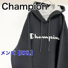 YBH12【US輸入】Champion　パーカー【メンズ2XL】長袖　黒色