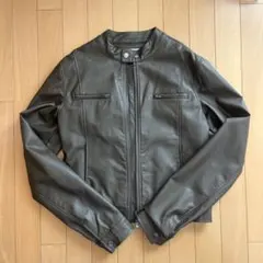 ブラウンレザーライダースジャケット