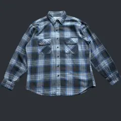 70sFIVE BROTHER ヘビネル長袖シャツ M 好配色 衿芯 黒ボタン