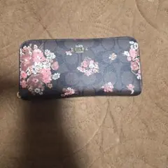 花柄ダークブラウン長財布 COACH