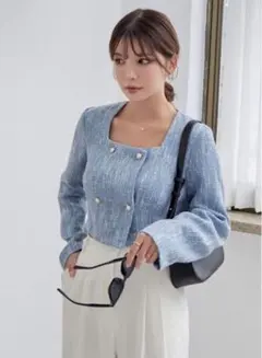 【新品】クロップジャケットDAZY（SHEIN）ツイード　GUやZARA好きにものサムネイル