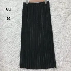 GU ジーユー ランダムプリーツナロースカート ブラック M ウエストゴム