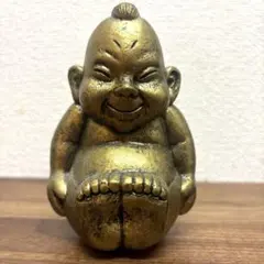 ビリケン風 ゴールド置物 オブジェ 縁起物 レトロ インテリア 金運 運気のサムネイル