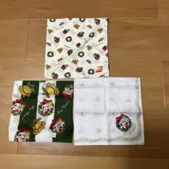 未使用　ミッキー他　クリスマスハンカチ３枚セット