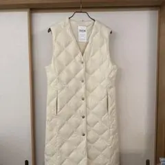 TAION タイオン　ダウンベスト M ロング　アイボリー