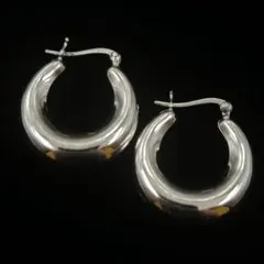 シルバー925 Silver シンプルフープピアス/軽研磨仕上/両耳/イヤリング