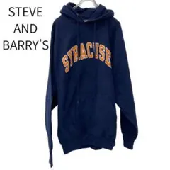 STEVE AND BARRY'S　パーカー　プリント　フード　紺　L　古着