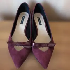 美品FABIO RUSCONI バーガンディ ローパンプス38