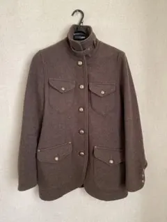 ミリタリー風　カーキ　ウールコート