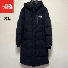 ノースフェイス ダウンコート メンズXL ブラック ロゴ刺繍 ロングダウン