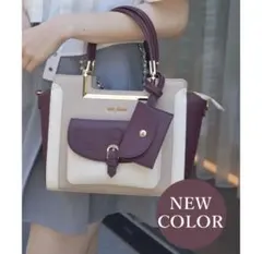 axes femme 薔薇エンボス配色バッグ(ワイン-F)のサムネイル