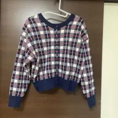 studio clipチェック柄ニットカーディガン 長袖