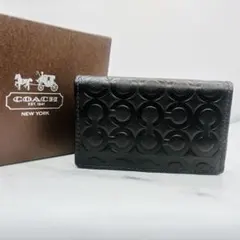 【新品】COACH キーケース ブラック シグネチャー 箱付 レザー
