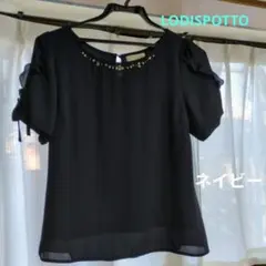 LODISPOTTO ビジュー付き半袖　トップス　ネイビーのサムネイル