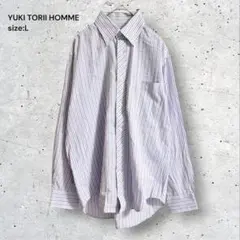 美品　ユキトリイ　シャツ　長袖　ストライプ　マルチカラー　綿100% 　Mのサムネイル