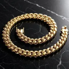 喜平ネックレス 60cm 幅14mm 18K刻印 ステンレス ゴールドチェーン