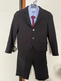 キッズ フォーマルスーツ 120cm黒 ストライプ　短パン