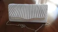 シルバー プリーツ パーティーバッグ