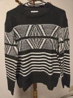 GLOBAL WORK Mサイズ ニットセーター ブラック/ホワイト