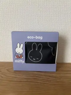 miffy エコバッグ 黒 ウサギデザイン ファスナー付