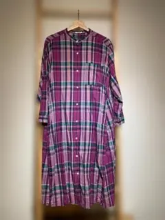 studio CLIP パープル系チェック シャツワンピース