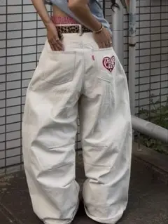 That's Life ハートロゴ バギーデニムパンツ