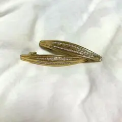 ゴールド ラインストーン バレッタ ヘアアクセサリー 髪留め 2個セット