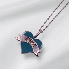 Dior クリスチャンディオール ハートモチーフネックレス　シルバー925 水色