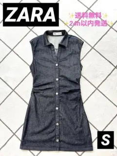 ZARA ダークデニム ノースリーブワンピース