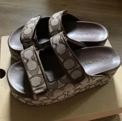 箱あり☆coach☆シグネチャー☆茶色☆サボサンダル☆美品☆23.5センチ☆厚底のサムネイル