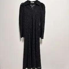 SNIDEL ブラックレースロングドレス
