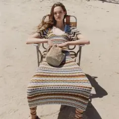 週末限定値下げ　ZARA クロシェ　ニットワンピース　未使用　美品