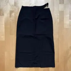 韓国 ブラックロングスカート スリット ミディアムスカート 裏地付き