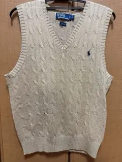 Polo by Ralph Lauren ベージュ ケーブルニットベスト L