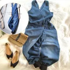 アンティカantiqua 大人 デニム サロペ オールインワン 変形カシュクール