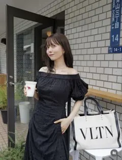 VALLAN Dot Pattern Cotton Flare Dress