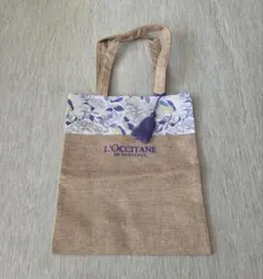 ロクシタン　ラベンダー花柄ジュート風バッグ エコバック トートバックのサムネイル