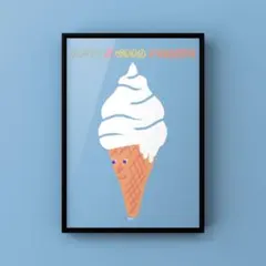 ★A4フレーム付き★オリジナル アートポスター ICECREAM アイスクリーム