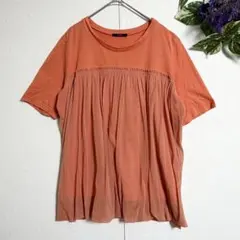 美品/大きいサイズ/シフォン素材✨PISANO 半袖 ドッキングカットソー Lのサムネイル