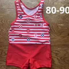 海洋テーマ ストライプ水着 90サイズ