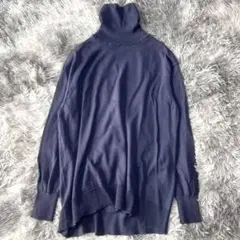 7-IDconcept. タートルネックニットセーター【40】青紫 カシミヤ混