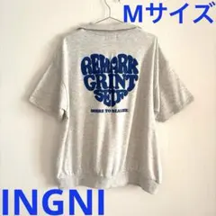 イング　半袖 ハーフジップトレーナー　グレー　ゆったり　Mサイズ