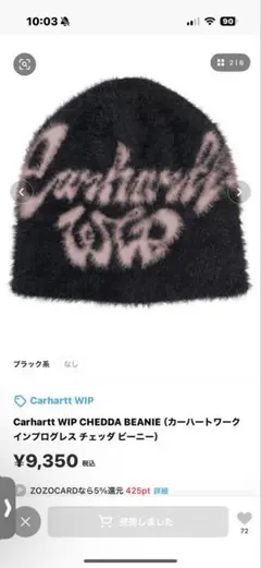 Carhartt WIP BEANIE ブラック