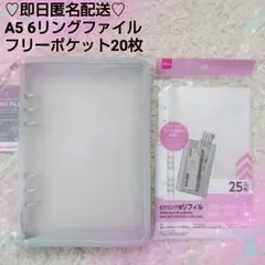 A5 6リングファイル&フリーポケット2点セット♡シートシールコレクション 灰