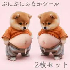 おなか シール 2枚セット ぷにぷに 柴犬 立体 3D ステッカー スクイーズ