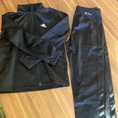 adidas 黒 ジャージセット⭐️記名あり⭐️細身⭐️毛玉あり