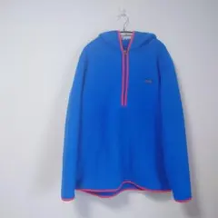ハーフジップ　フリース　フードつき　アウター　ブルー　青　メンズ　Mサイズ